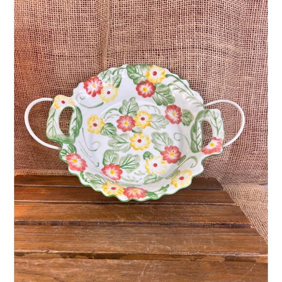 Other - Temp-tations Tara Floral Casserole Dish Metal Stand Holder/Trivet Rattan Insert